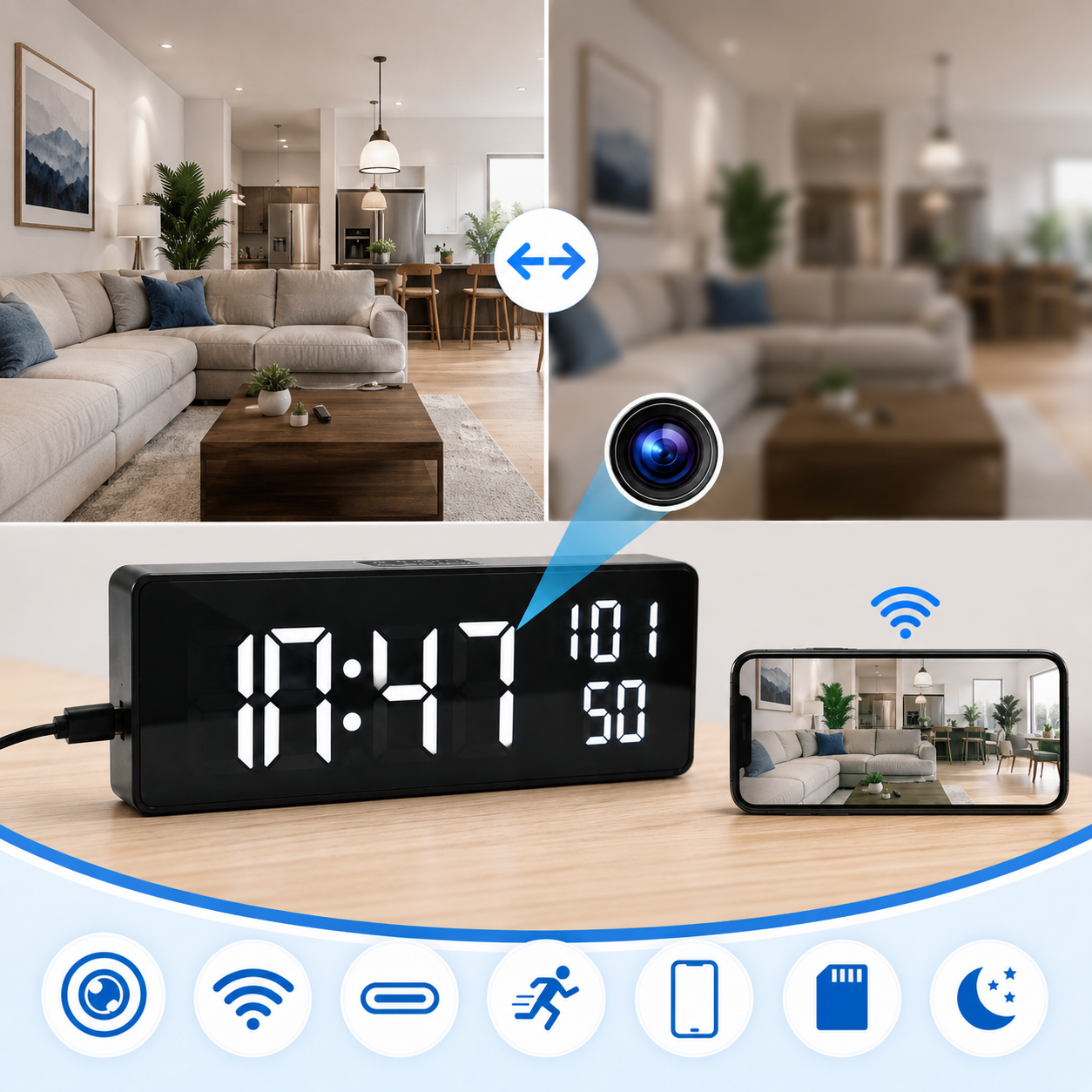 WiFi Mini Clock Camera
